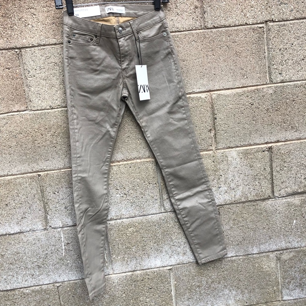 Zara Slim Fit The skinny in Mouse Coated Jeans Sz2